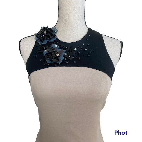 AMEN Beige and Black Embellished Fitted Dress - Picture 11 of 15